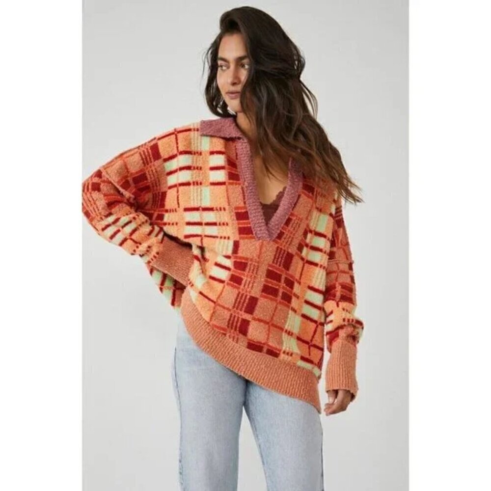 FREE PEOPLE Ruben Sweater in Autumn Sunset Combo Size X-Small